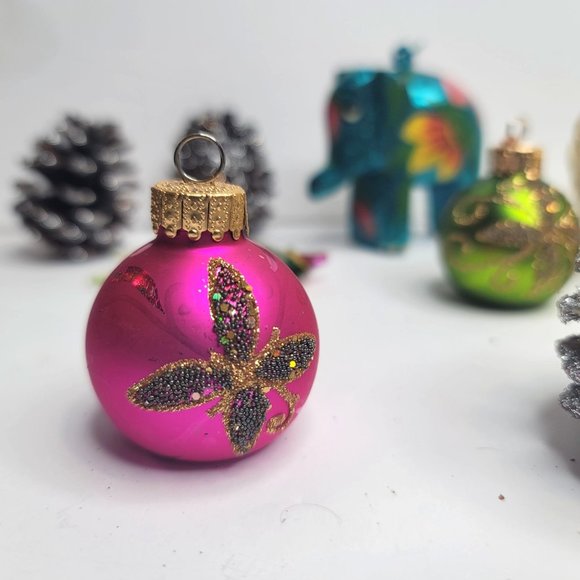 Mixed Lot of Glittery Colorful Holiday Christmas Ornaments/Decor (mostly glass) - Picture 2 of 6
